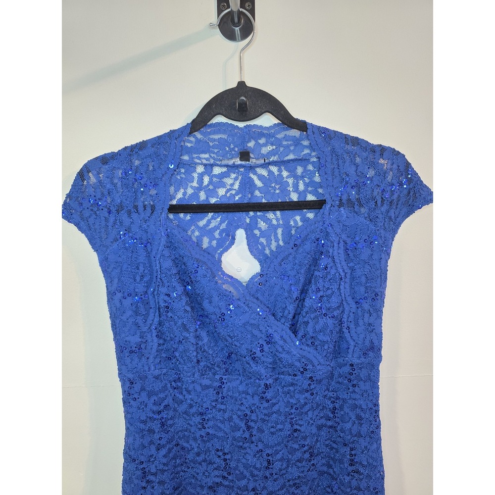 Blu Sage Sequin Lace Dress Sz 12 Formal Fairy Whimsy Keyhole Back Sheer‎